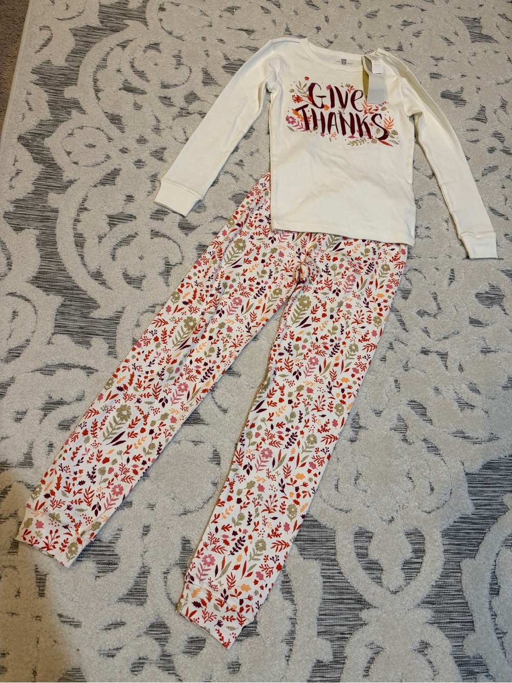 NWT new Gymboree Kids 'Give Thanks' Long Sleeve Pajama Set Fall pattern Size 12